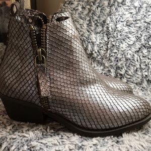 Snakeskin booties